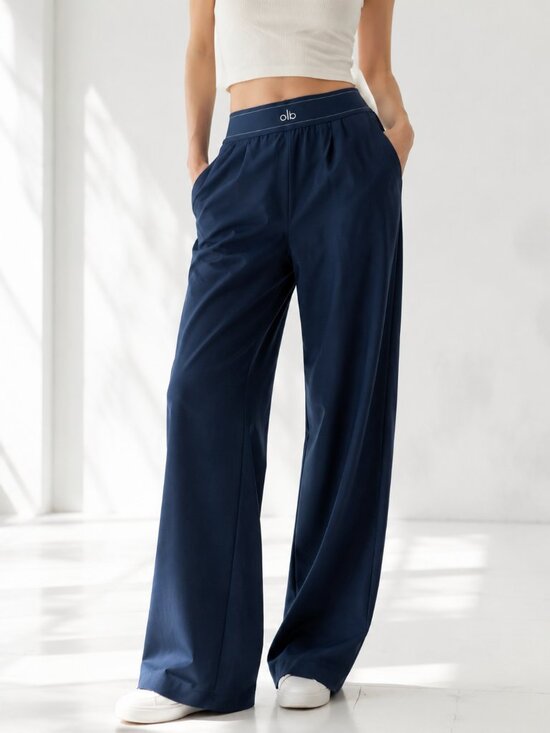 ALO Yoga Pants - 💃NWT Alo Yoga (Regular) Navy Blue Suit Up Trouser♥Elastic Wais/Wide Leg Pants